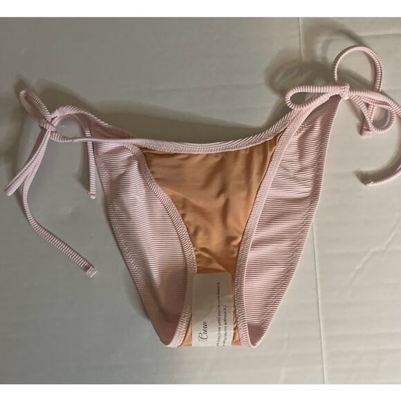 J Crew Pink Ribbed Curved Waist Cheeky Bikini Bottom - Small - Picture 4 of 4
